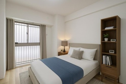 【Re Dream】ユニ・アルス洛西プレジオの洋室|■窓付きでちょっとした換気も出来ますね♪
＊家具・小物は全てCGによるイメージです。
(2025.3撮影)