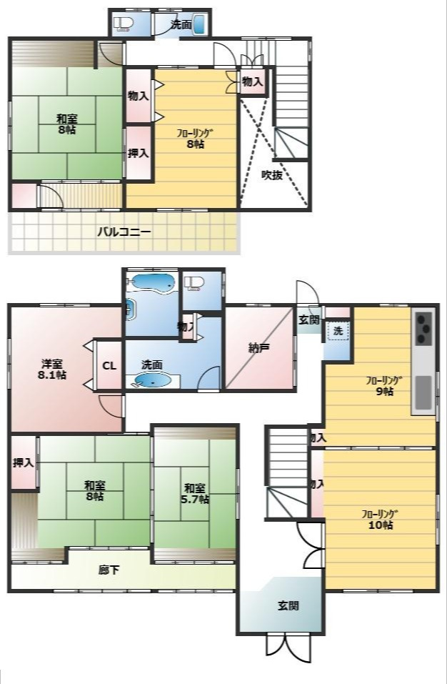 筑西市甲中古戸建の間取り
