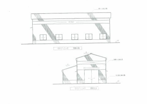 売り工場 （神戸市西区平野町）付属建物アリ（２世帯住宅）の外観|立面図