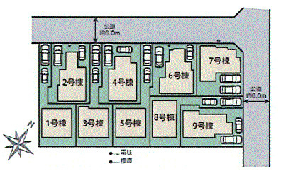 羽村市緑ヶ丘4丁目　新築戸建全9棟の区画図
