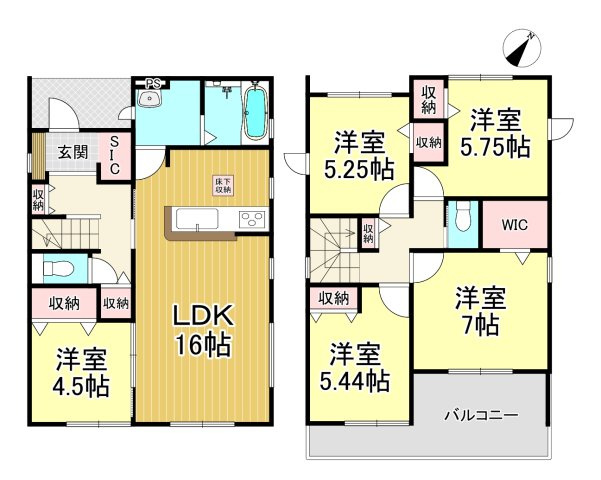 知多市梅が丘1丁目　全3棟　1号棟の間取り|1号棟　5LDK+WIC+SIC♪