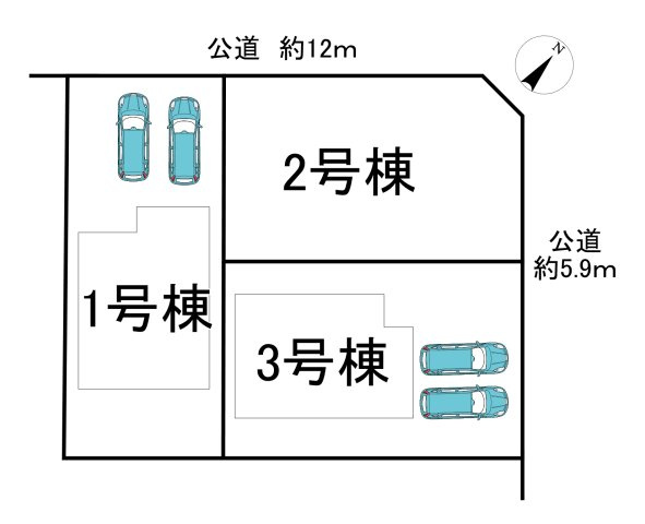 知多市梅が丘1丁目　全3棟　1号棟の区画図|全3区画中2区画販売☆
