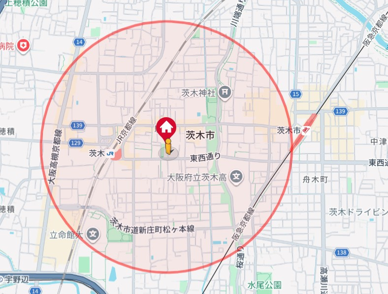 アンジュ茨木の地図