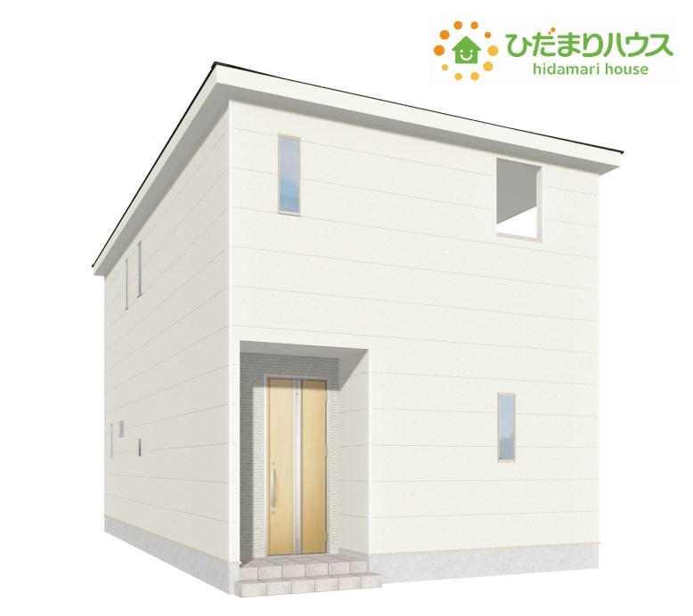 ひたちなか市平磯町第2　新築戸建　2号棟の外観パース|白を基調とした明るい印象を受ける外観です！