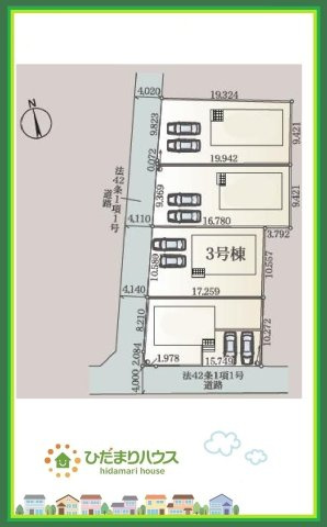ひたちなか市平磯町第2　新築戸建　3号棟の区画図|周辺商業施設・教育施設充実ヽ(^o^)丿