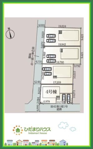 ひたちなか市平磯町第2　新築戸建　4号棟の区画図|角地につき日当たり・風通し良好です☆彡