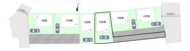 入間市野田・全6棟　新築一戸建　6号棟　～LDK15帖～の区画図|【全6棟・6号棟】
駐車1台可能です。