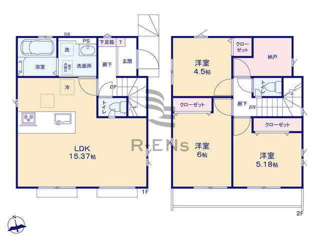 【間取り】 | 西東京市泉町１丁目　新築戸建て　２号棟 | 3LDK・土地面積100.17ｍ2・建物面積79.08ｍ2