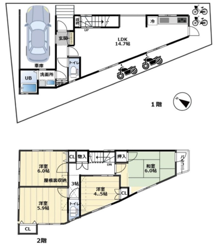 灘区青谷町4丁目の間取り|家族の動きを感じるリビング階段
