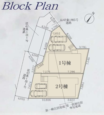 横浜市泉区新橋町 新築戸建て【仲介手数料無料】カースペース2台の区画図