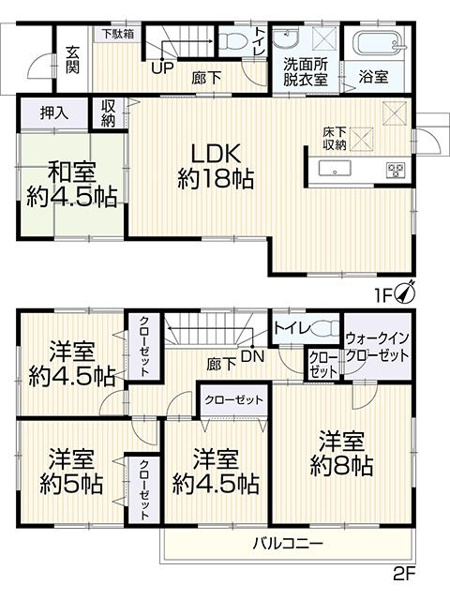 【間取り】 | 太宰府市青葉台４丁目　中古一戸建☆仲介手数料無料☆ | 5LDK　110.96㎡　地上2階建　駐車場付き