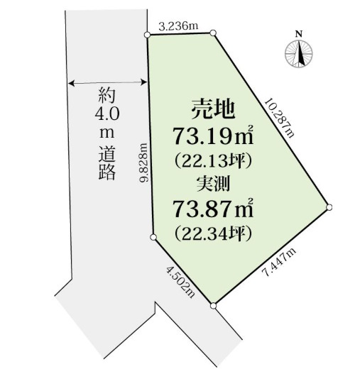 敷地面積２２坪　売地　川越市神明町