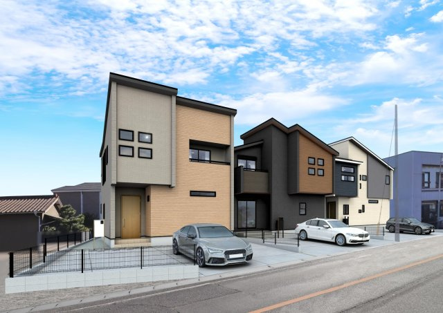 知多市八幡荒古後77番1『仲介手数料無料』新築戸建ての外観パース|完成予想図