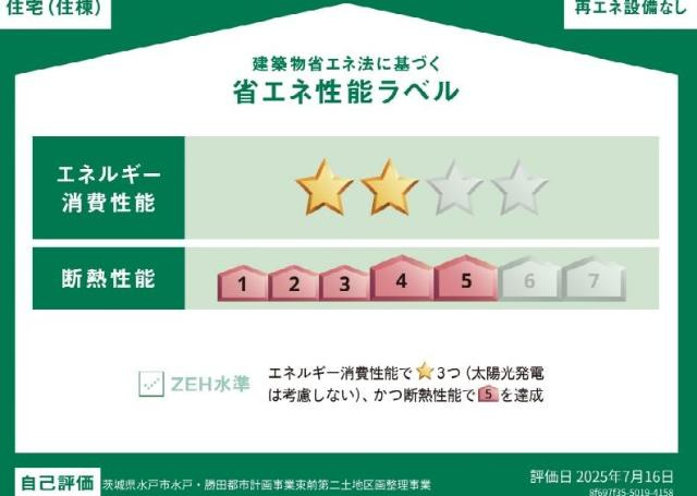 仮）水戸市東前町 新築アパートの外観|省エネ性能ラベル
