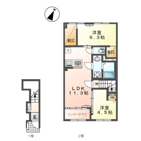 仮）水戸市酒門町新築アパートの間取り