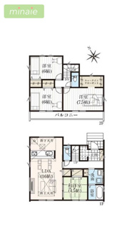 【間取り】 | 並列2台　シューズクローク付き　6m道路　旭町全7棟　5号棟　