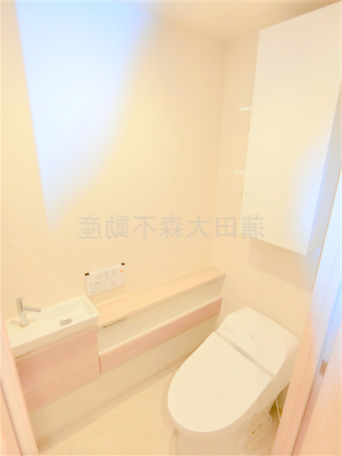 プラウドシティ大田六郷のトイレ|吊戸棚と温水洗浄便座付きのトイレ