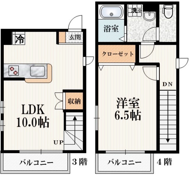 オークヒルズ早稲田の間取り|★メゾネットタイプ★