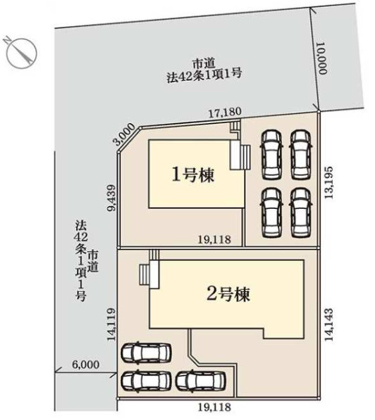 第1土浦市木田余東台5丁目　新築戸建の区画図|広々敷地で自由な暮らし。駐車も快適に、日常がワンランク上に。