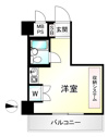 【間取り】 | 約17平米の１Rの間取り。8階だての7階の高層階のお部屋になっております。
収納スペースも確保！