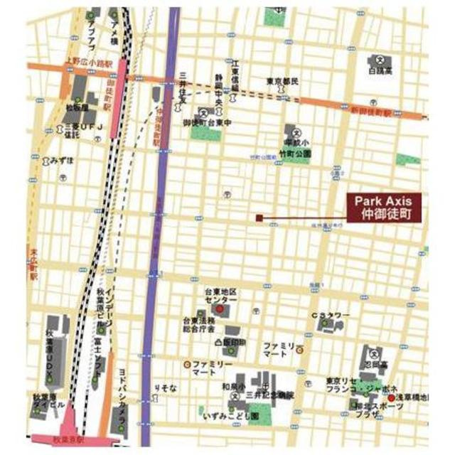 パークアクシス仲御徒町の地図