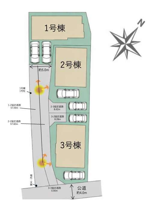 [新築住宅] 鴻巣市本町7丁目 全3棟の区画図