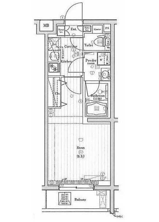 プレミアムキューブ三宿　ペット相談　分譲賃貸　ネット0の間取り
