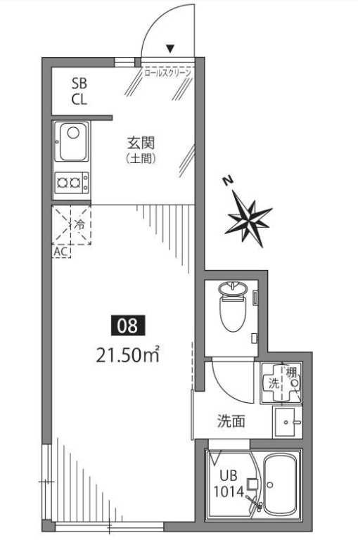 サクラシンマチU　敷金０　築浅　角部屋の間取り