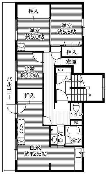 ビレッジハウス大楽毛3号棟の間取り