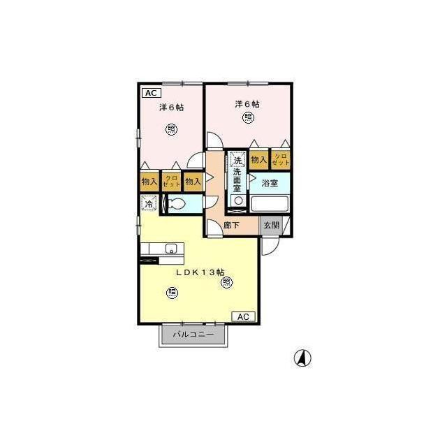 各務原市鵜沼各務原町２丁目のアパートの間取り