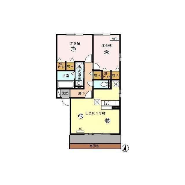 各務原市鵜沼各務原町２丁目のアパートの間取り