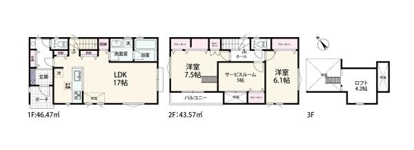 横浜市鶴見区馬場２丁目の新築一戸建の間取り