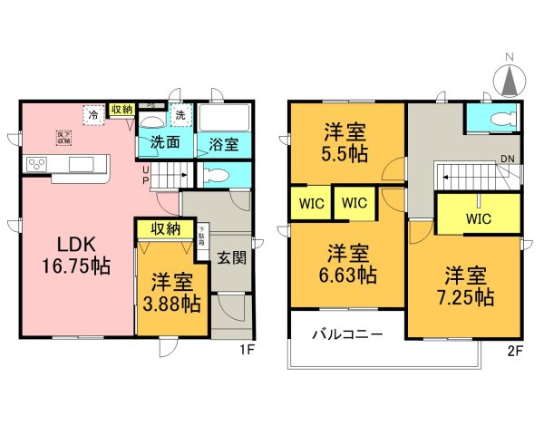 碧南市志貴町三丁目　新築戸建＜2号棟＞の間取り|4LDK＋WIC
