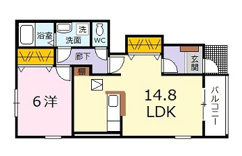 広島市安佐北区落合南９丁目のアパートの間取り