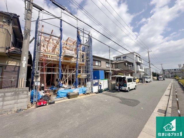 明石市大久保町江井島　第1期　新築一戸建ての前面道路含む現地写真|周辺は落ち着いた街並みの住宅地！子育てがしやすい住環境です！まだ未完成ですが、現地でしかわからない事もございます。是非一度ご覧ください。