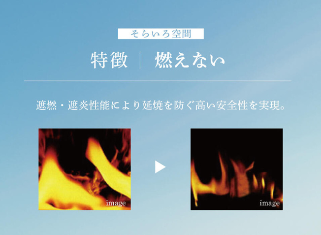 【設備】 | トラストステージ　新座市野火止5丁目46期　全12棟 | 【不燃性能】
延焼・燃え広がりを防ぐ二重の安全性を実現