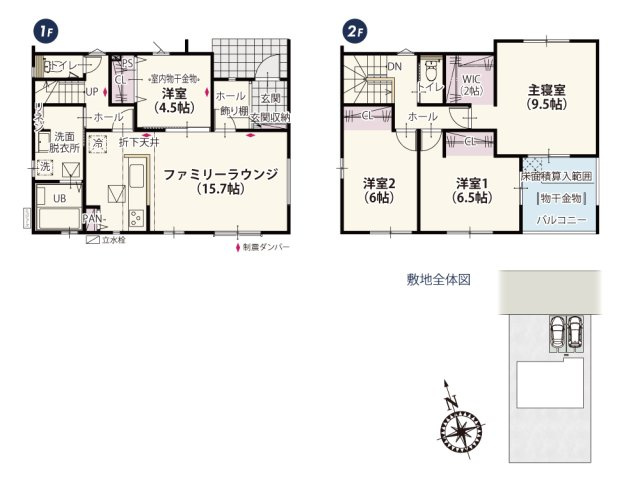 【間取り】 | 2階は前居室南向きで風通しのいい明るい家。ストレートタイプのリビングは開放感がありお部屋がより広く感じられます。