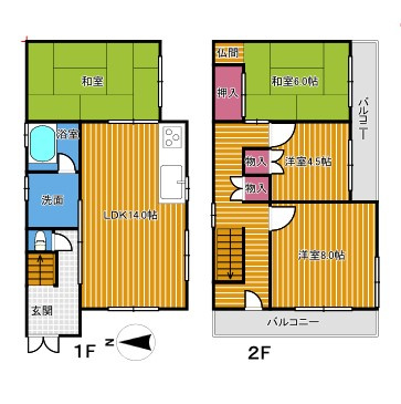 生駒市松美台戸建ての間取り