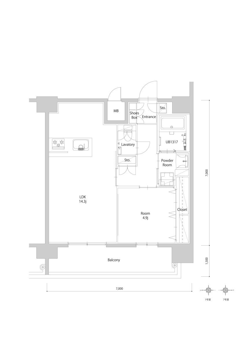 新品家具付きマンション美野島30(KaGood福岡)の間取り