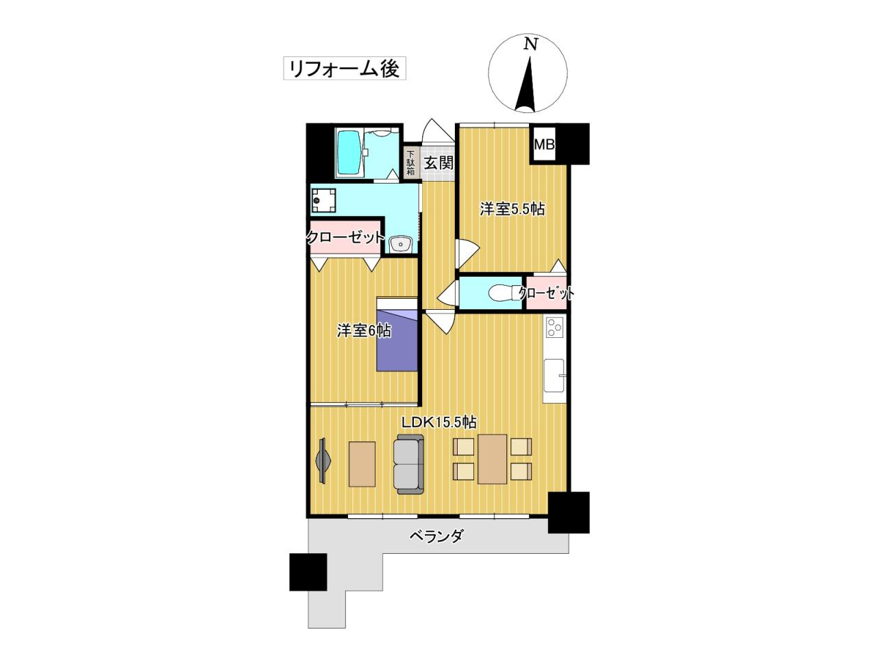 ※商業施設充実！　サーパス北本町　中古マンションの間取り|【内装リフォーム工事中！】中古×フルリフォームで、お得にお家を購入しませんか☺️？６階で眺望良し◎南東向きで日当たりも良好✨