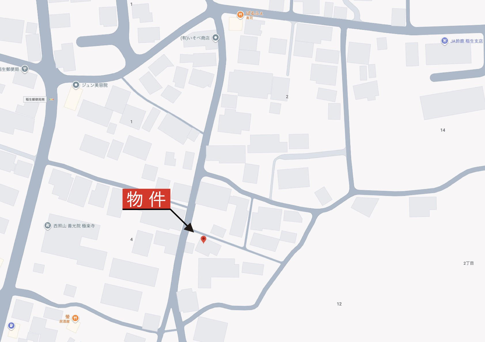 鈴鹿市稲生2丁目《全5区画》の地図|詳細Map