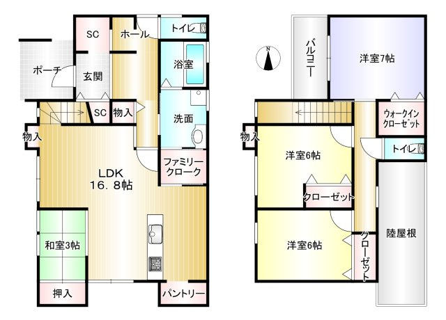 橿原市東坊城町　新築(全7区画）7号地 モデルハウスの間取り|★７号地は「帰宅・手洗い動線」「家事動線」「見守り動線」と動線に特化した「家事ラク」設計♪特にファミリークロークを中心とした裏動線をぜひ体感してください(^^)