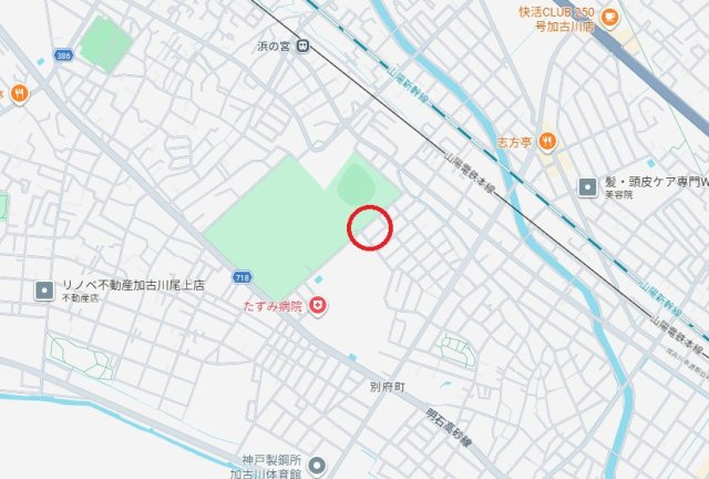 加古川市別府町新野辺　　山陽電鉄「浜の宮駅」徒歩12分の地図
