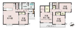 【間取り】 | 千葉市花見川区長作台二丁目　新築分譲住宅A号棟 | 千葉市花見川区長作台２丁目　A号棟　４LDK