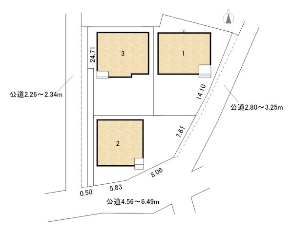 碧南市志貴町三丁目　新築戸建＜3号棟＞の区画図|駐車場並列２台可能