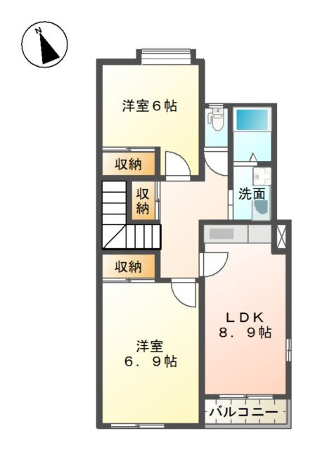 遠賀郡岡垣町大字上畑のアパートの間取り