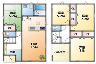 【間取り】 | CRADLE GARDEN小山市東間々田第7　2 | 南向きで日当たり良好な間取りです