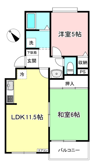 【間取り】 | オーソネタウンハウス弐番館 | 和室と洋室のある2LDKタイプ☆小さなお子様がいるファミリーさんにも良いですね！なんと言っても最上階なのが嬉しい♪