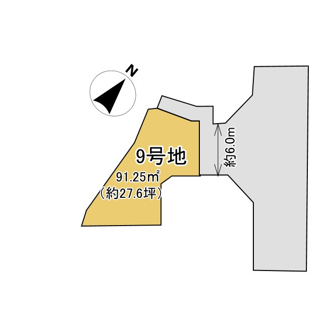 長岡京市長法寺力池の土地図|北東向き、広々前道約6ｍです(^^♪