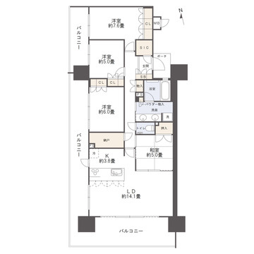 MJRザ・ガーデン鹿児島中央の間取り